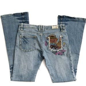 C’est Toi Destroyed Denim Embroidered Jeans Size 1
